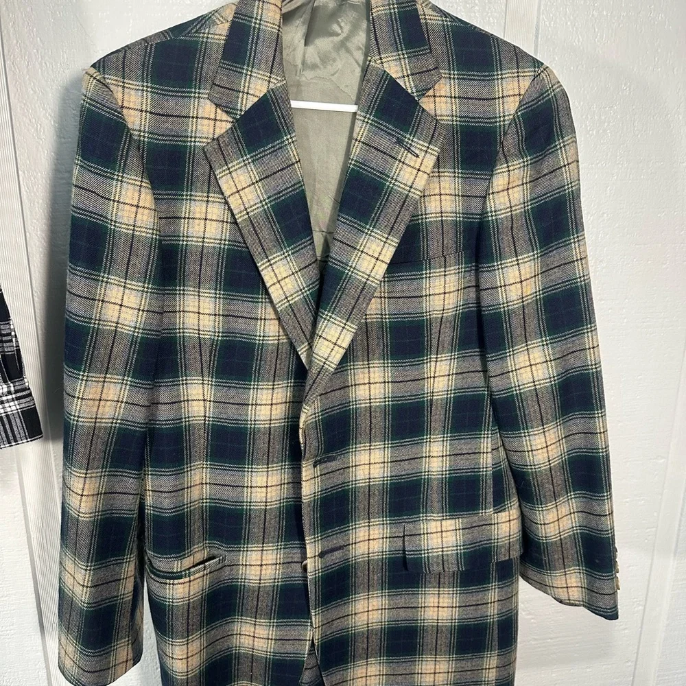 Austin Reed Vintage Virgin Wool Blue and Tan Men’s Blazer No Size EUC
